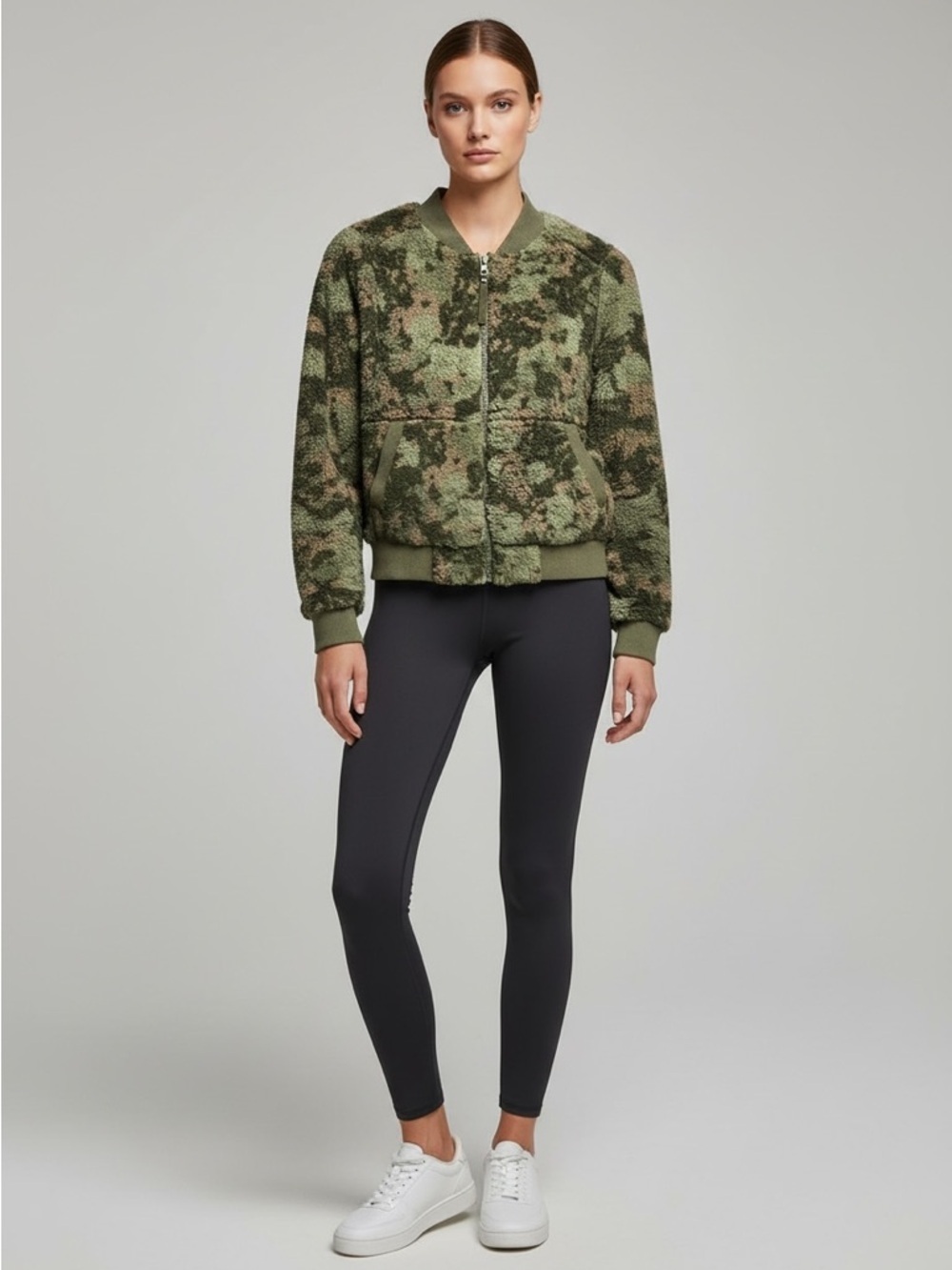 🌻NEW w/tag prAna Women’s Reversible Camo/Green Bomber Jacket Size Small